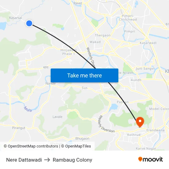 Nere Dattawadi to Rambaug Colony map