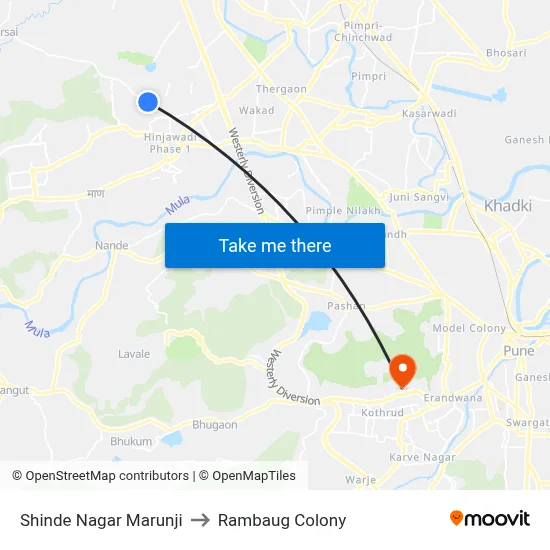 Shinde Nagar Marunji to Rambaug Colony map