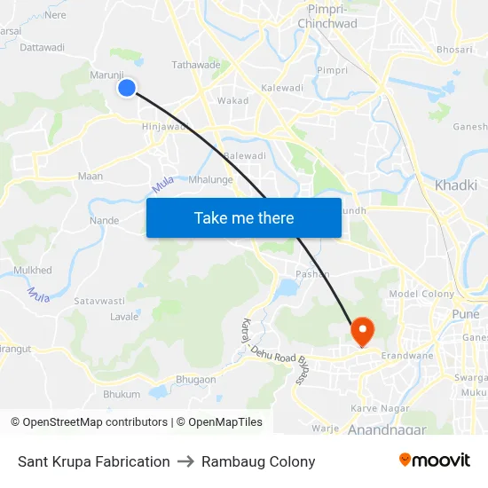 Sant Krupa Fabrication to Rambaug Colony map