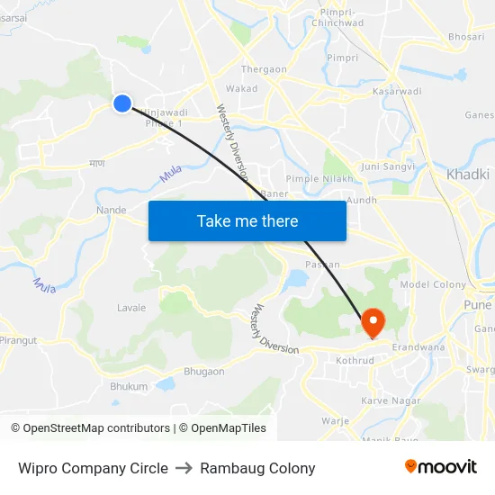 Wipro Company Circle to Rambaug Colony map