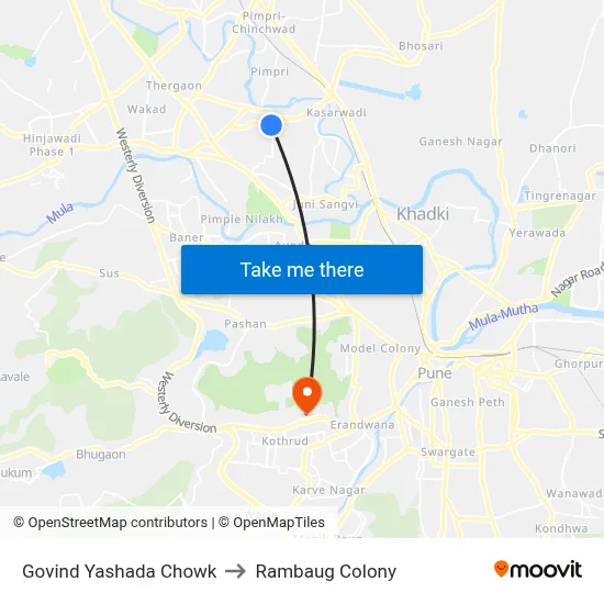 Govind Yashada Chowk to Rambaug Colony map