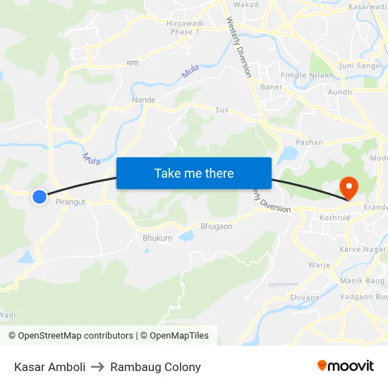 Kasar Amboli to Rambaug Colony map