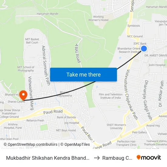 Mukbadhir Shikshan Kendra Bhandarkar Road to Rambaug Colony map