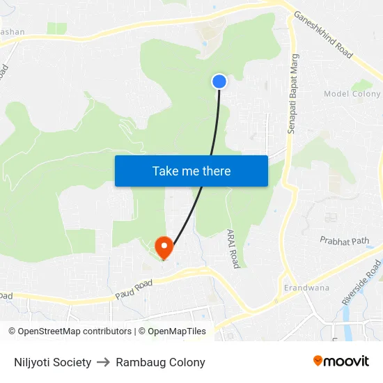 Niljyoti Society to Rambaug Colony map