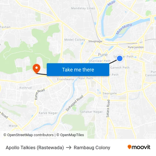 Apollo Talkies (Rastewada) to Rambaug Colony map