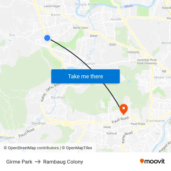 Girme Park to Rambaug Colony map