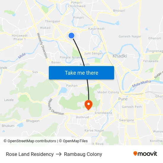 Rose Land Residency to Rambaug Colony map