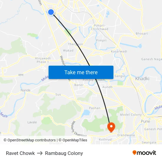 Ravet Chowk to Rambaug Colony map