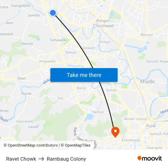 Ravet Chowk to Rambaug Colony map