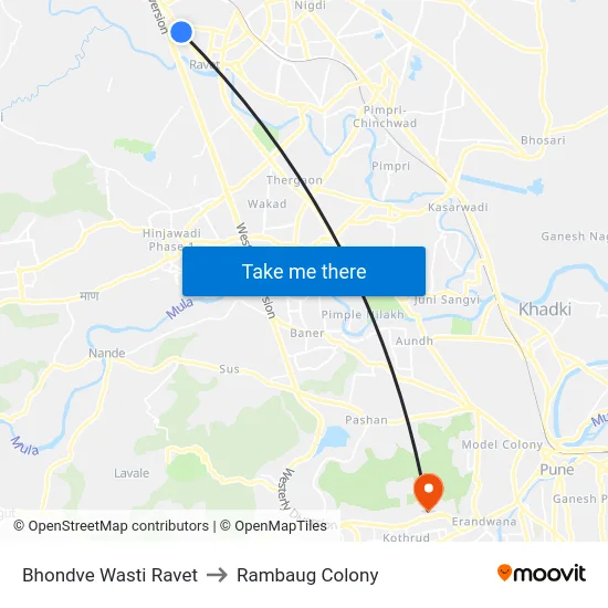 Bhondve Wasti Ravet to Rambaug Colony map