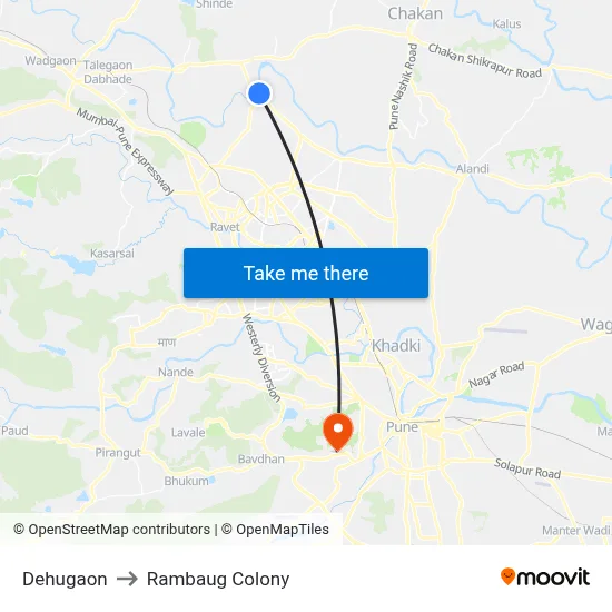Dehugaon to Rambaug Colony map