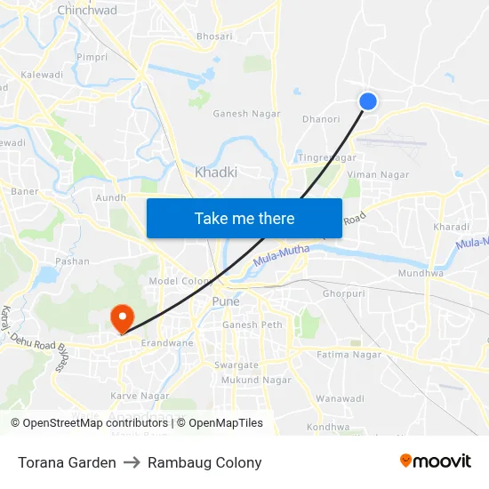 Torana Garden to Rambaug Colony map