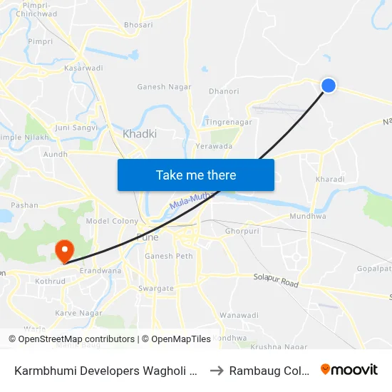 Karmbhumi Developers Wagholi Road to Rambaug Colony map