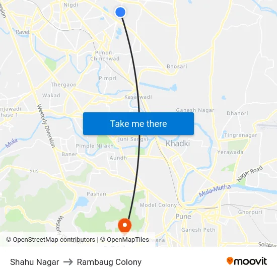 Shahu Nagar to Rambaug Colony map
