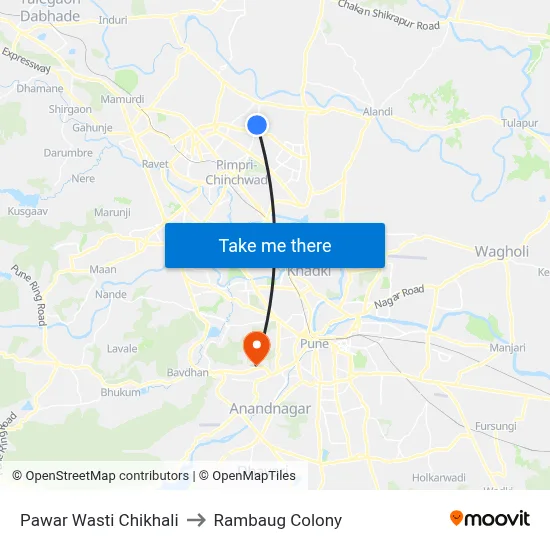 Pawar Wasti Chikhali to Rambaug Colony map