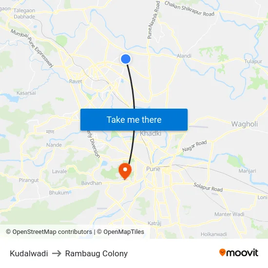 Kudalwadi to Rambaug Colony map