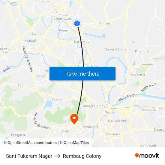 Sant Tukaram Nagar to Rambaug Colony map
