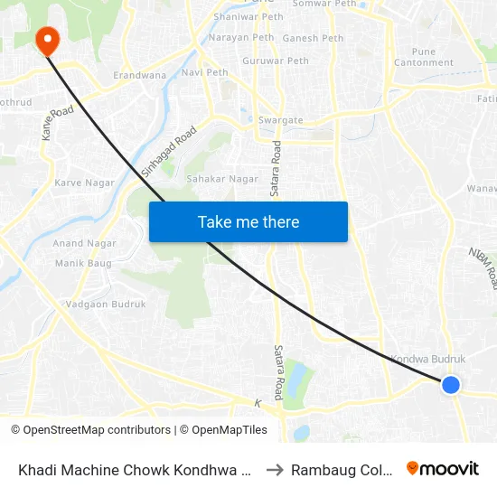 Khadi Machine Chowk Kondhwa Road to Rambaug Colony map
