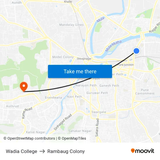 Wadia College to Rambaug Colony map