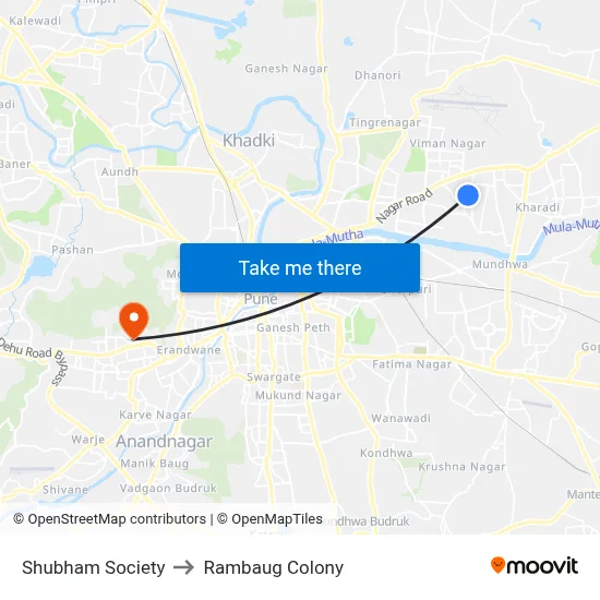 Shubham Society to Rambaug Colony map