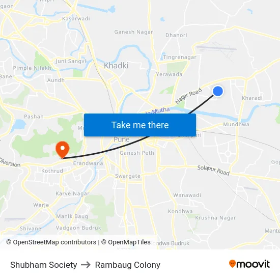 Shubham Society to Rambaug Colony map