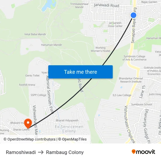 Ramoshiwadi to Rambaug Colony map