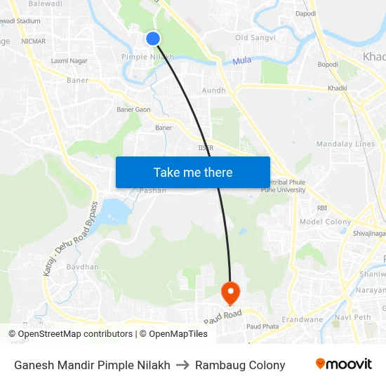 Ganesh Mandir Pimple Nilakh to Rambaug Colony map