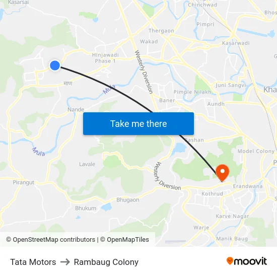 Tata Motors to Rambaug Colony map