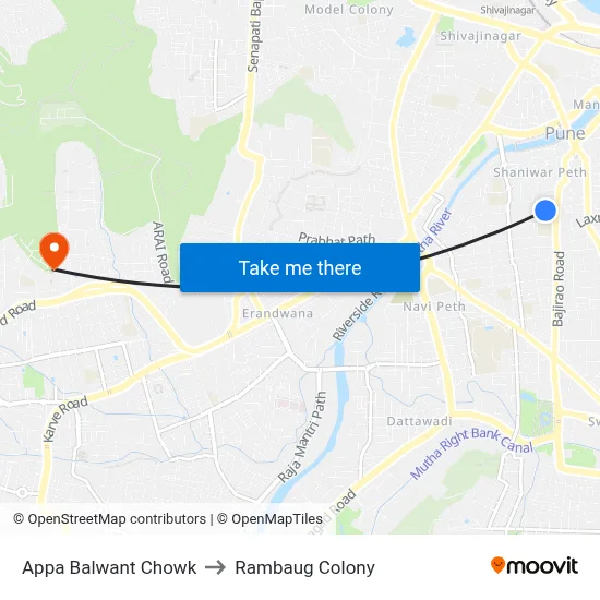 Appa Balwant Chowk to Rambaug Colony map