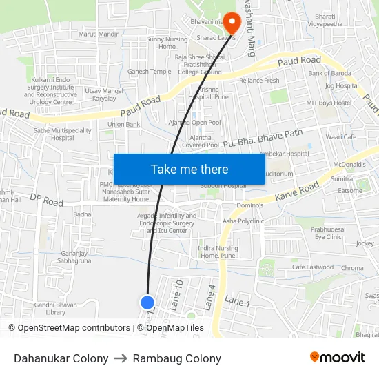 Dahanukar Colony to Rambaug Colony map