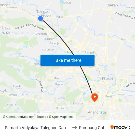 Samarth Vidyalaya Talegaon Dabhade to Rambaug Colony map