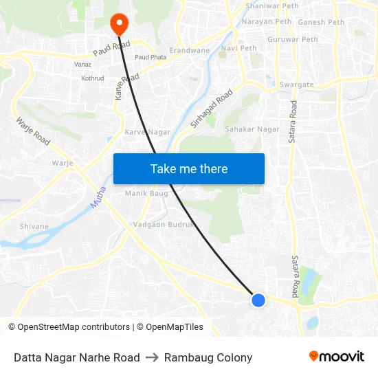 Datta Nagar Narhe Road to Rambaug Colony map