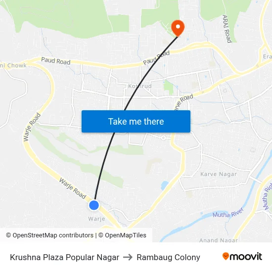 Krushna Plaza Popular Nagar to Rambaug Colony map