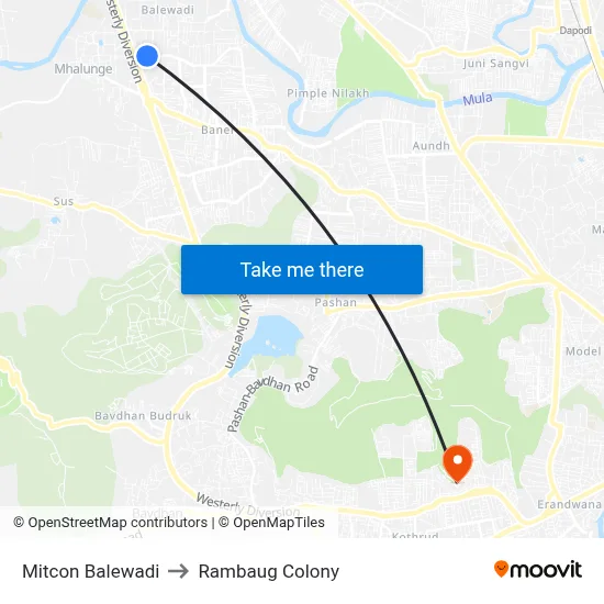 Mitcon Balewadi to Rambaug Colony map