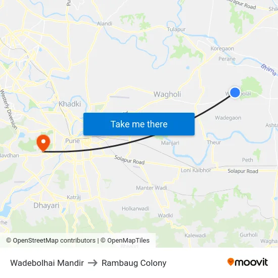 Wadebolhai Mandir to Rambaug Colony map