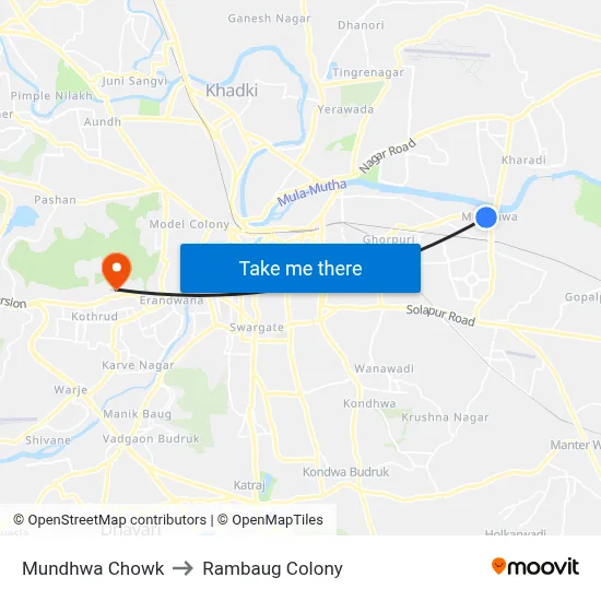Mundhwa Chowk to Rambaug Colony map