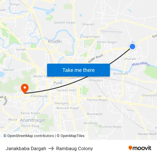 Janakbaba Dargah to Rambaug Colony map