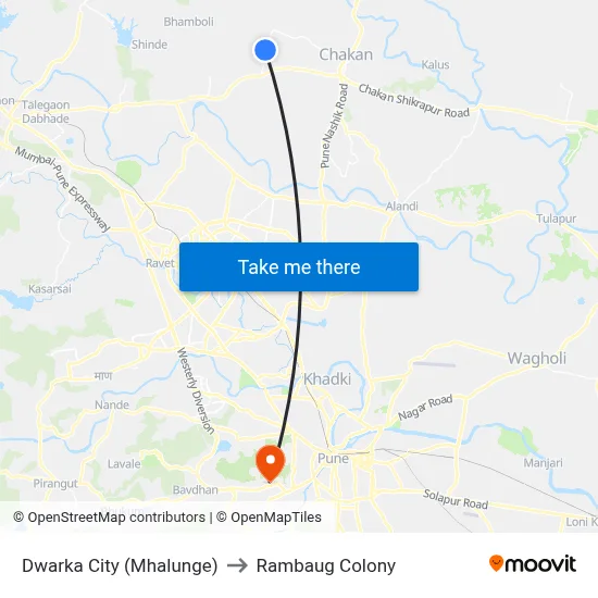 Dwarka City (Mhalunge) to Rambaug Colony map