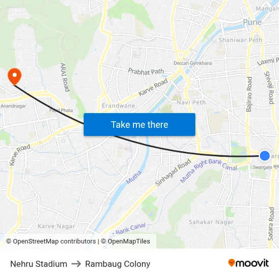 Nehru Stadium to Rambaug Colony map