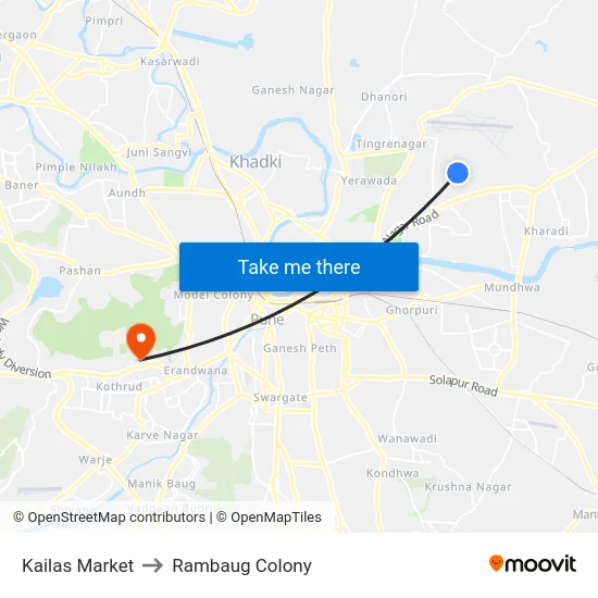 Kailas Market to Rambaug Colony map
