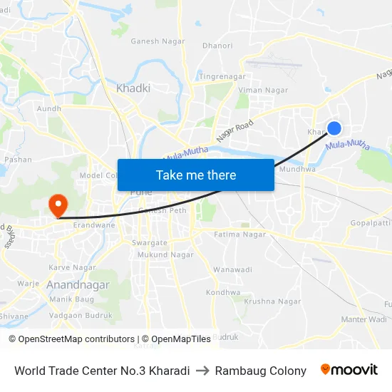 World Trade Center No.3 Kharadi to Rambaug Colony map