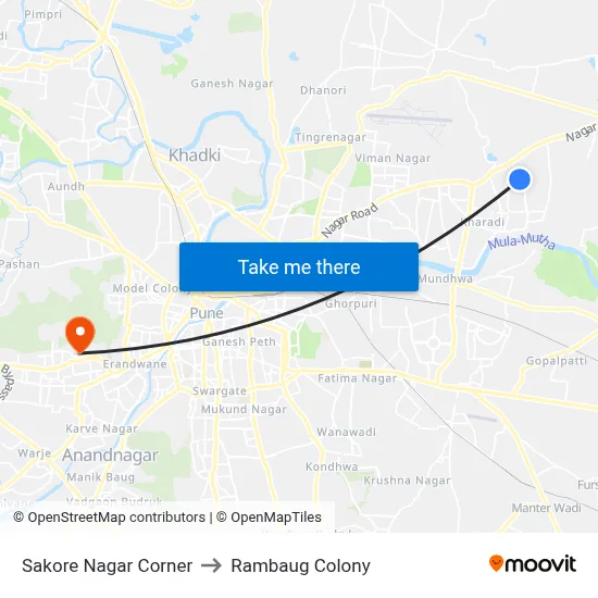 Sakore Nagar Corner to Rambaug Colony map
