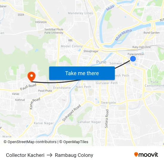 Collector Kacheri to Rambaug Colony map