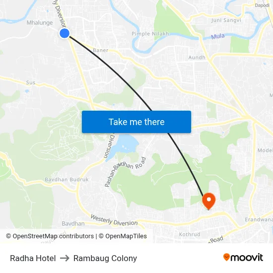 Radha Hotel to Rambaug Colony map