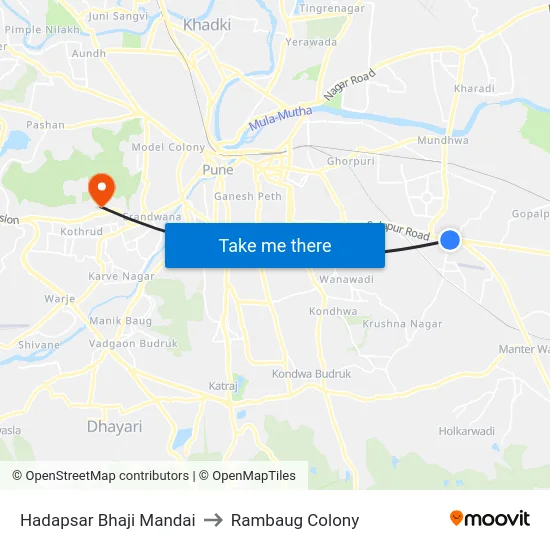 Hadapsar Bhaji Mandai to Rambaug Colony map