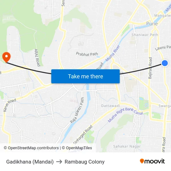 Gadikhana (Mandai) to Rambaug Colony map