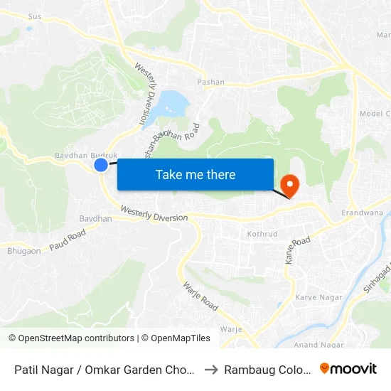 Patil Nagar / Omkar Garden Chowk to Rambaug Colony map