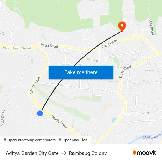 Aditya Garden City Gate to Rambaug Colony map