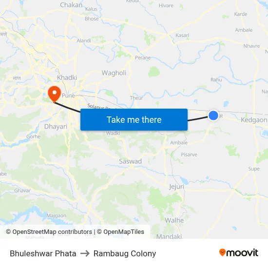 Bhuleshwar Phata to Rambaug Colony map