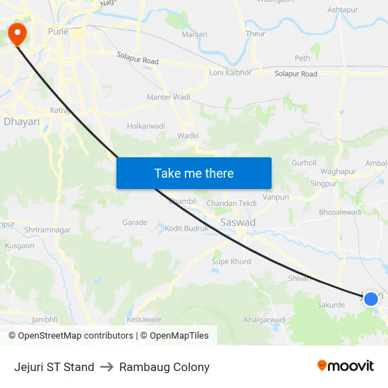 Jejuri ST Stand to Rambaug Colony map